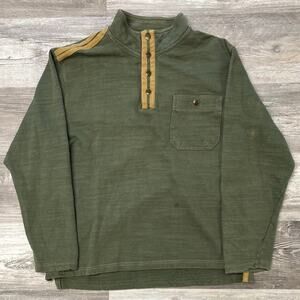 Vintage 90s The Territory Ahead Green Tan Mens L Snap Button Tactical Sweatshirt